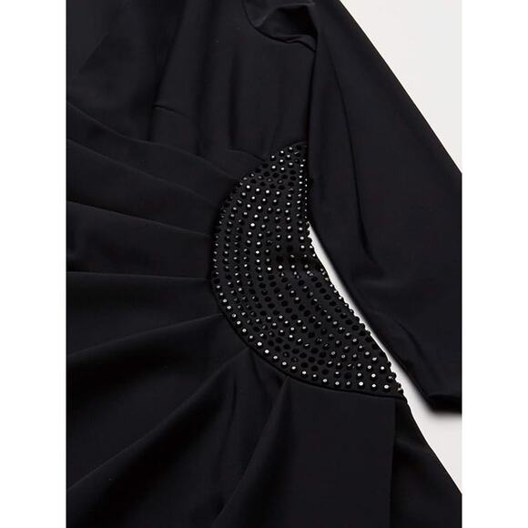 NWT Alex Evenings Women's Slimming Long Side Ruched Dress Embellishment, Black,6 - Picture 3 of 4